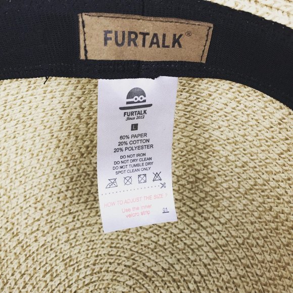 NWOT Furtalk Sun Hat with Black Ribbon Band - Picture 3 of 3
